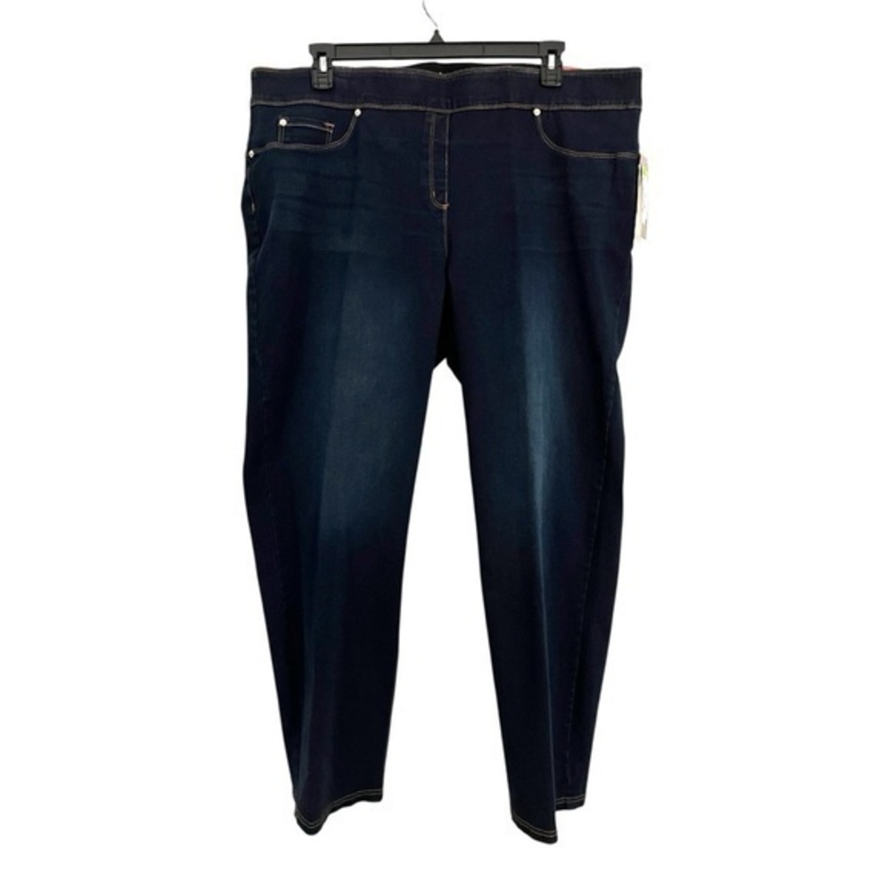 INVESTMENTS SLIM FACTOR 3X Regular Slim Straight Pull-on Jeans Dark Wash NWT